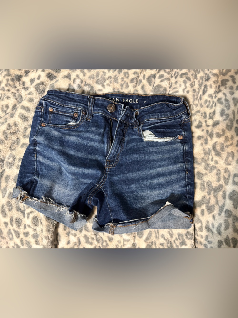 American Eagle Outfitters Indigo Blue Frayed Denim Shorts